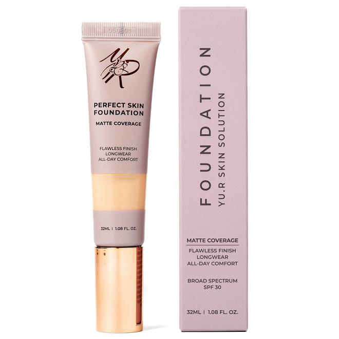Yu.R Matte Coverage Foundation (1.5 porcelain plus) Основа под макияж тонирующая 32 мл