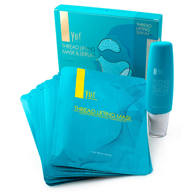 Yu.R Thread Lifting Mask 10 шт +  Маска и сыворотка от морщин  100 мл
